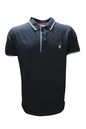Rey Polo Erkek Basic Polo Yaka Kısa Kol T-shirt 463 - Siyah - XL