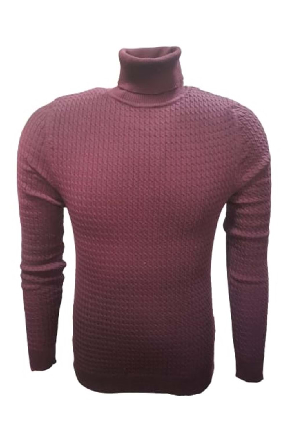 Ce-Ce 3199 Erkek Basic Tam Balıkçı Yaka Boğazlı Kazak - Bordo