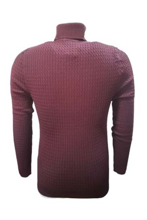 Ce-Ce 3199 Erkek Basic Tam Balıkçı Yaka Boğazlı Kazak - Bordo