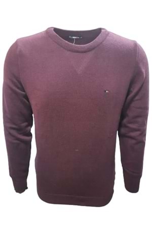 Ce-Ce 3455 Erkek Basic Sıfır Yaka Triko Kazak - Bordo