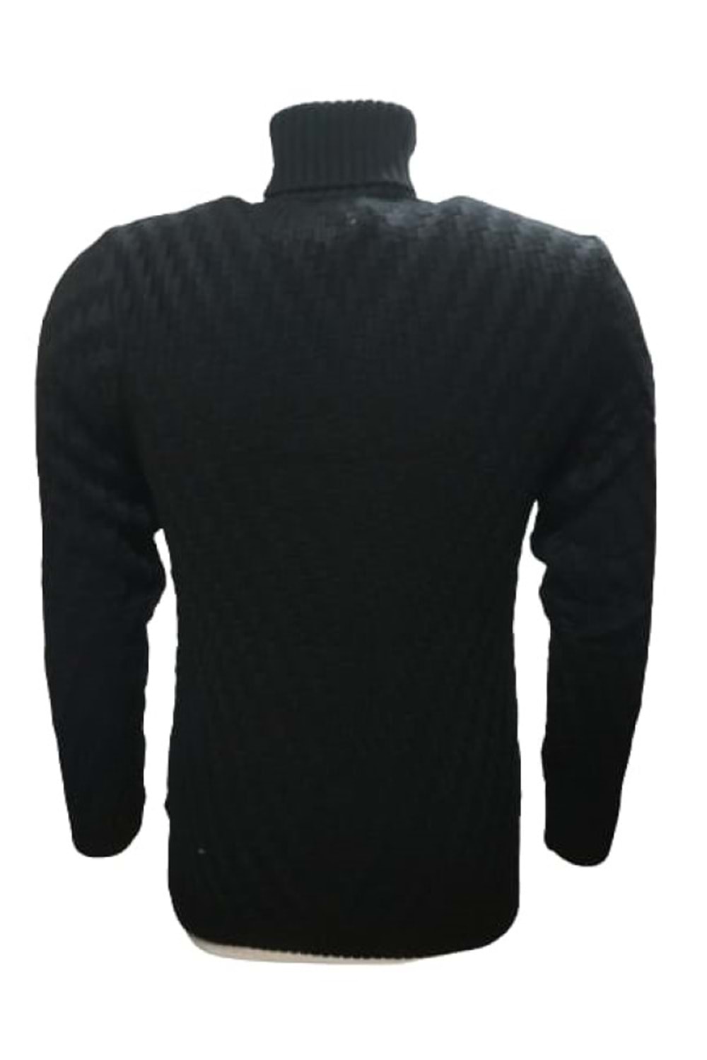 Ce-Ce 1014 Erkek Basic Desenli Tam Balıkçı Boğazlı Kazak - Siyah