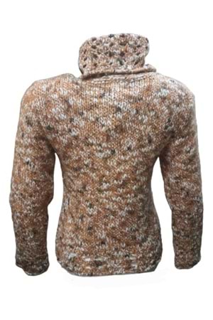 Alegria Kadın El Örgü Tam Balıkçı Kazak St-01549 - Açık Kahverengi