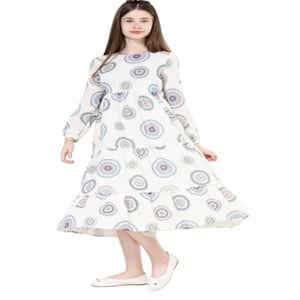 Gülücük Kids G01602-429 Kız Çocuk Keten Desenli Elbise