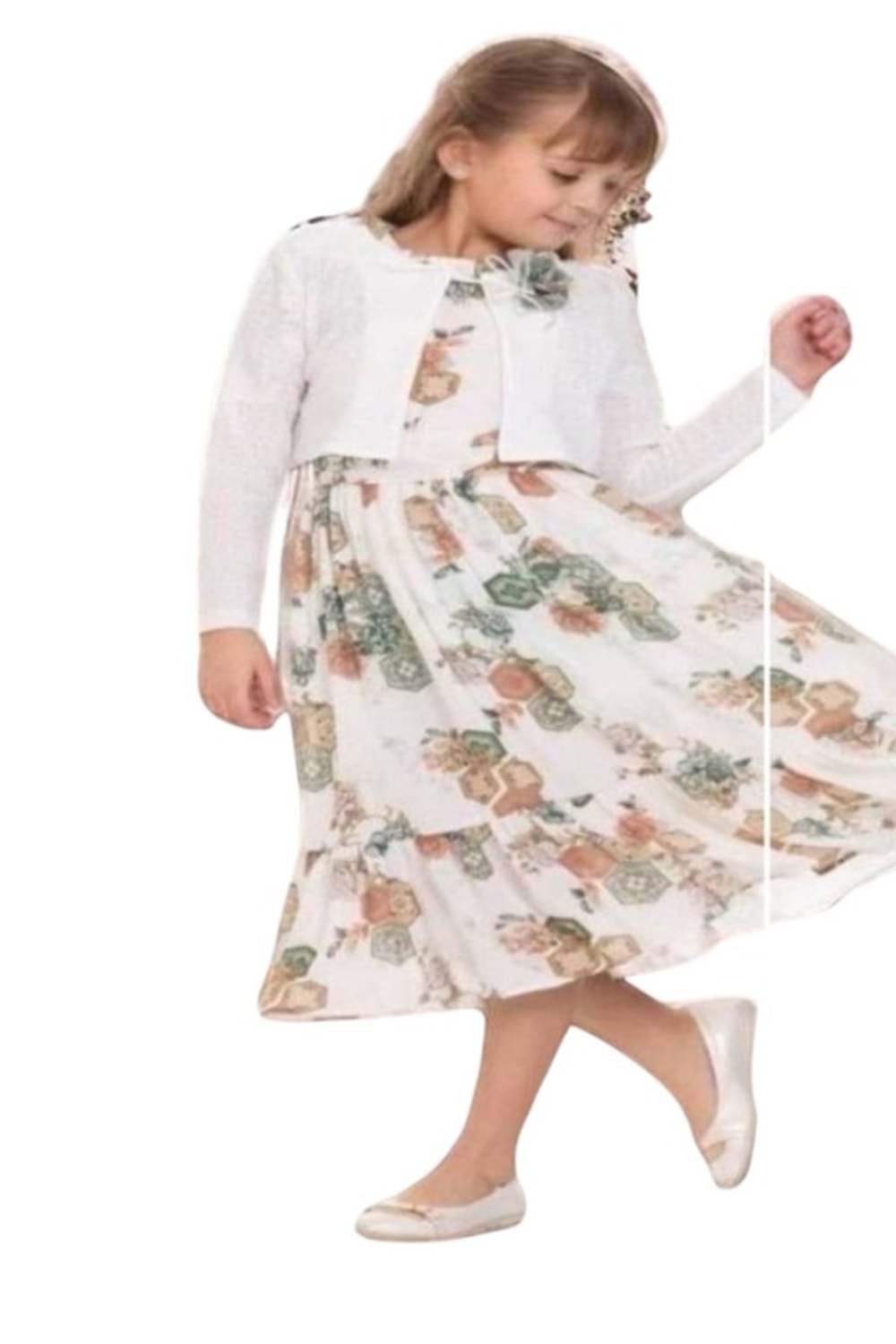 Gülücük Kids G01640-902 Kız Çocuk Şifon Çicekli Bolero Takım Elbise - Gülücük - Yeşil-13 YAŞ