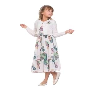 Gülücük Kids G01640-902 Kız Çocuk Şifon Çicekli Bolero Takım Elbise