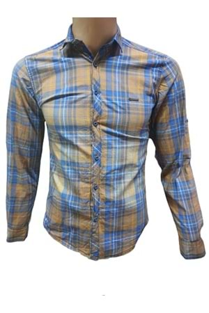 Tarz Erkek Slim Fit Yıkama Kot Gömlek 1001 - Sarı - L