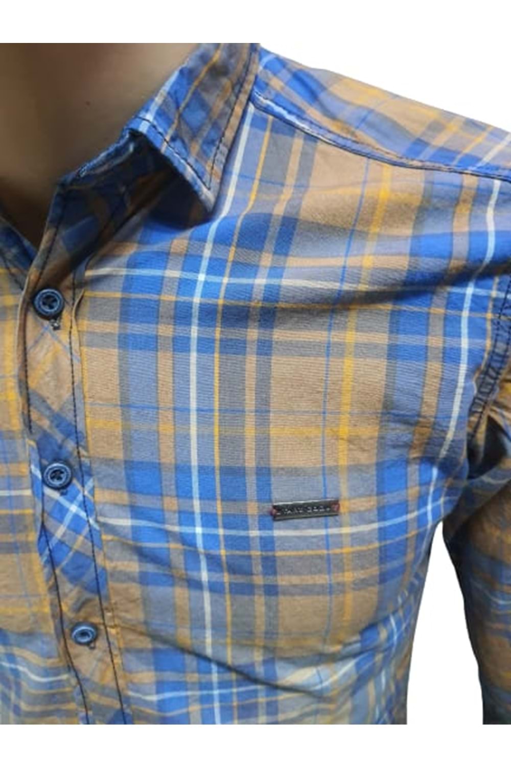 Tarz Erkek Slim Fit Yıkama Kot Gömlek 1001 - Sarı - L