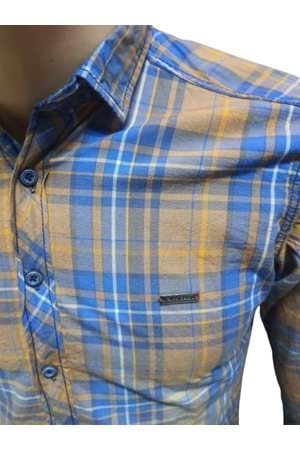 Tarz Erkek Slim Fit Yıkama Kot Gömlek 1001 - Sarı - L