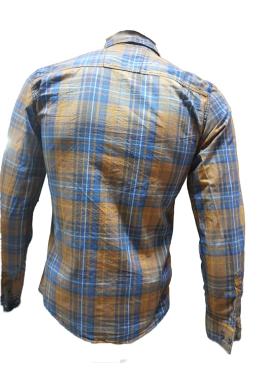 Tarz Erkek Slim Fit Yıkama Kot Gömlek 1001 - Sarı - L