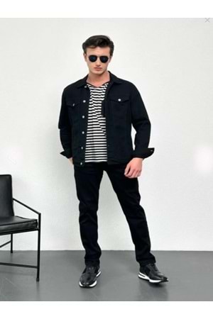 Serseri S1379 Erkek Jean Denin Pamuk Cepli Düğmeli Kot Ceket - Serseri - S1379 - Siyah - ST01707-Siyah-S