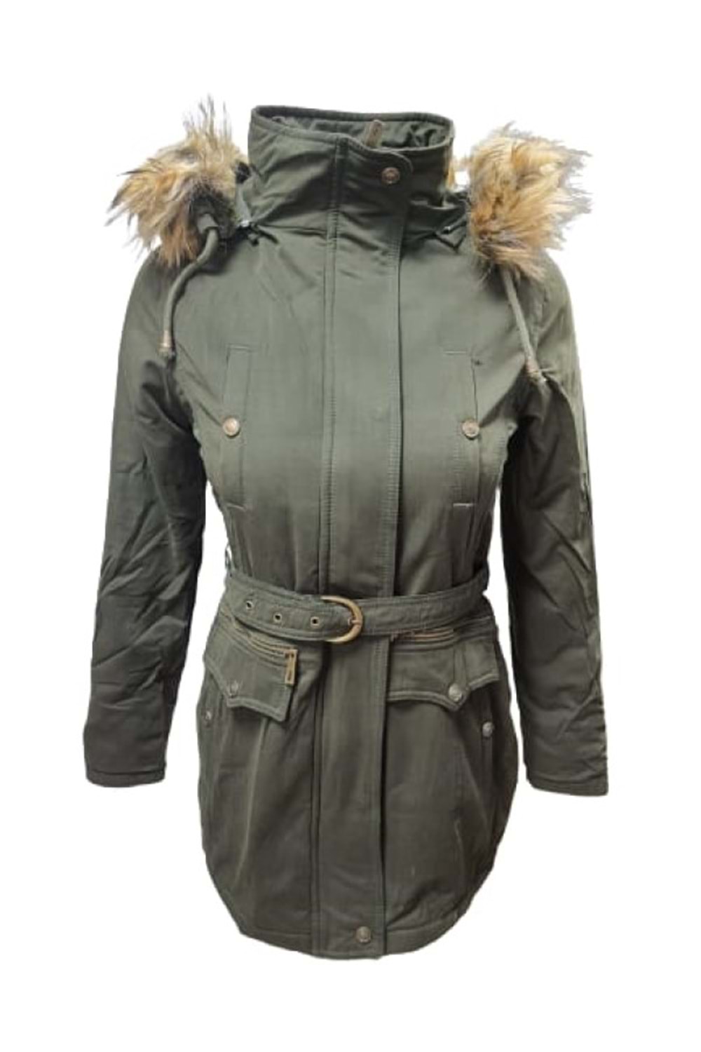 Tmberline Tb3438 Kadın Gabardin Kapüşonlu İçi Kürklü Mont - Tb3438 - Haki