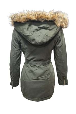 Tmberline Tb3438 Kadın Gabardin Kapüşonlu İçi Kürklü Mont - Tb3438 - Haki