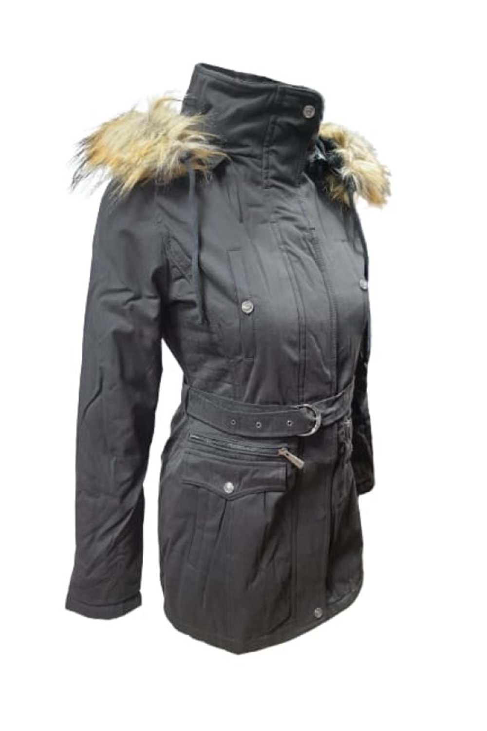 Tmberline Tb3438 Kadın Gabardin Kapüşonlu İçi Kürklü Mont - Tb3438 - Siyah