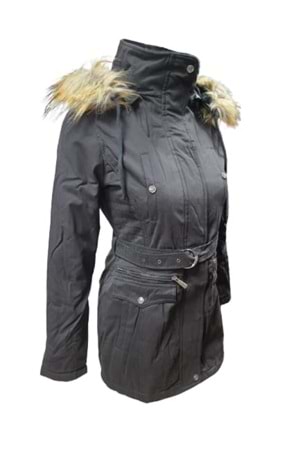 Tmberline Tb3438 Kadın Gabardin Kapüşonlu İçi Kürklü Mont - Tb3438 - Siyah