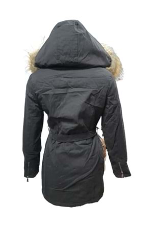Tmberline Tb3438 Kadın Gabardin Kapüşonlu İçi Kürklü Mont - Tb3438 - Siyah