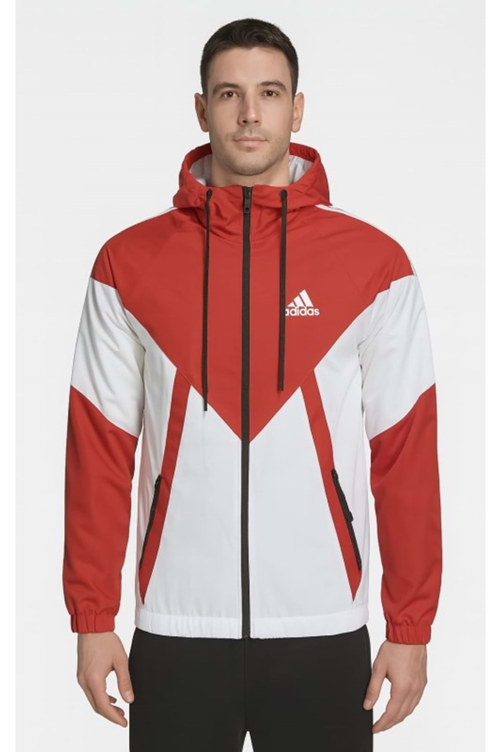 Adidas A03471 Erkek The Run Rain Kapüşonlu Yağmurluk - ST01771-Kırmızı-XXL