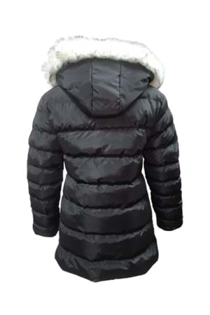 Jenerik J01804 Çocuk Kız Şişme Dolum Kapüşonlu Mont - J01804 - Siyah