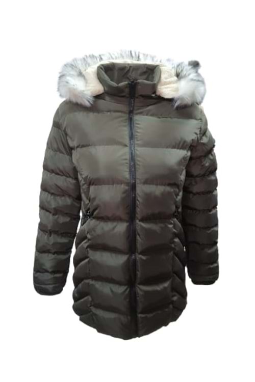 Jenerik J01804 Çocuk Kız Şişme Dolum Kapüşonlu Mont