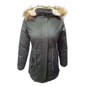 Jenerik J01805 Çocuk Kız Gabardin İçi Kürklü Kapüşonlu Kaban