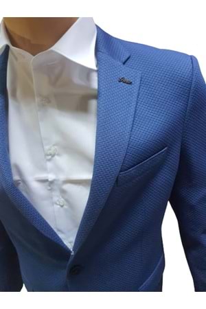 Presto D-2053 Erkek Slim Ceket - Mavi - 52