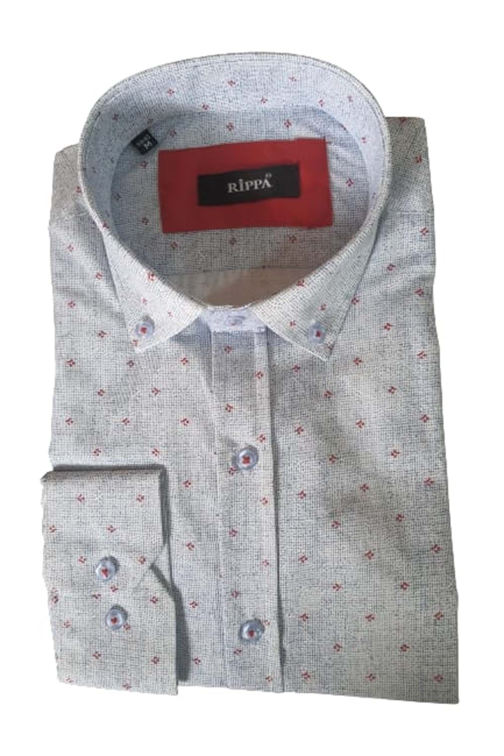 Rippa Erkek Desenli Slim Spor Gömlek Rp003 - Mavi - L