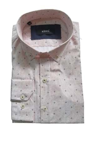 Rippa Erkek Desenli Slim Spor Gömlek Rp003 - Pembe - M