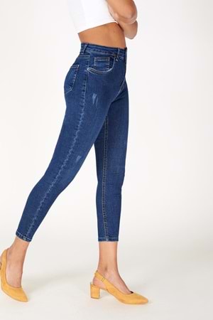 Denimor Kadın Dar Paça Yüksel Bel Kot AD 416 - Koyu Mavi - 27