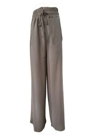 Oxp 0257 Kadın Hamur Keten Kapri Boy Lastikli Pantolon. - Bej - XL