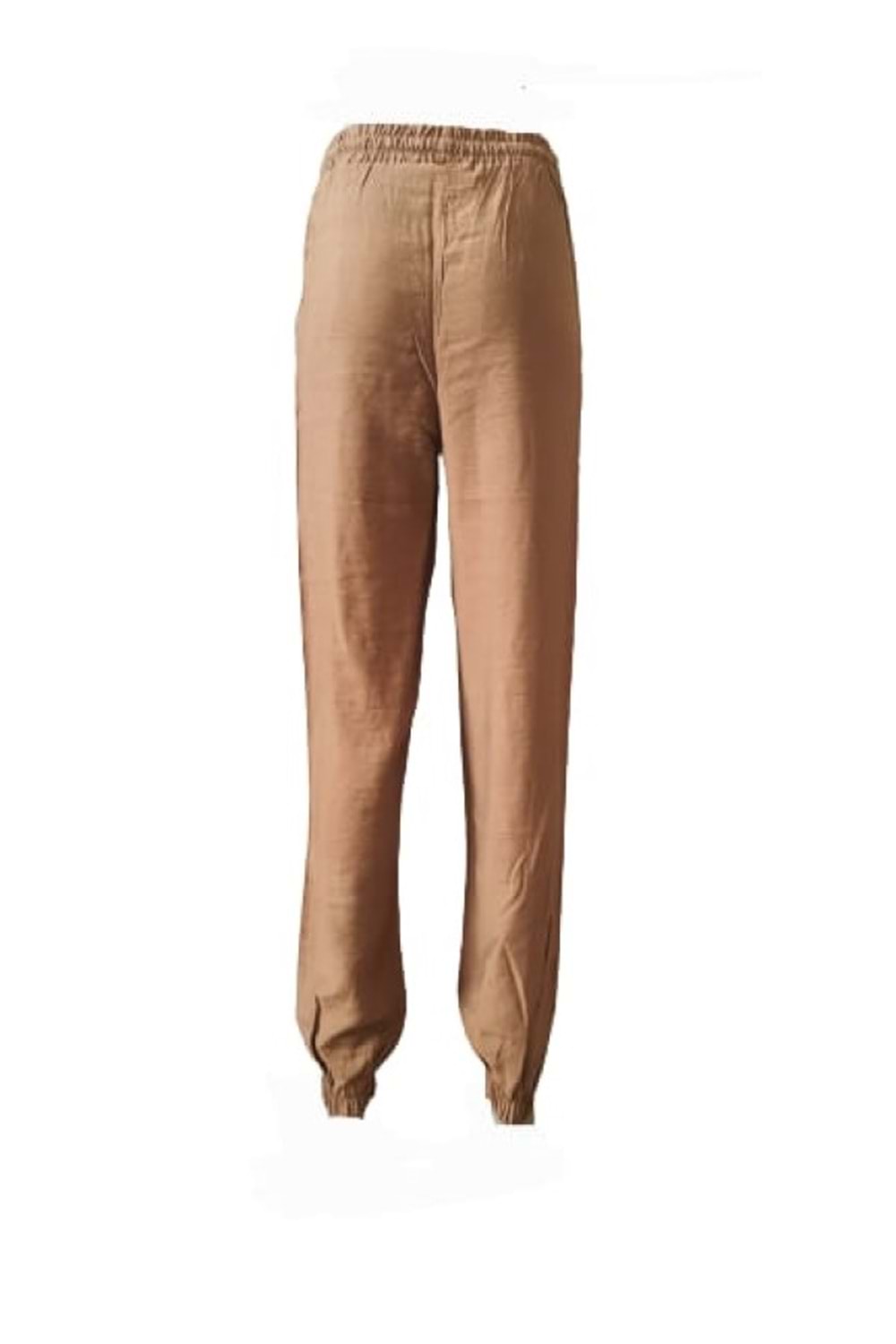 Oxp 0259 Kadın Hamur Keten Lastikli Pantolon - Hardal Sarı - L