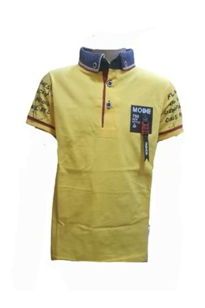 Petitox Çocuk Erkek Polo Yaka Baskılı T-shirt 4023 - Sarı - 9 YAŞ
