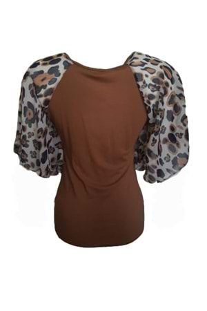 Pink Dream Fashion Kadın Penye Bluz P-02091 - Açık Kahverengi - M