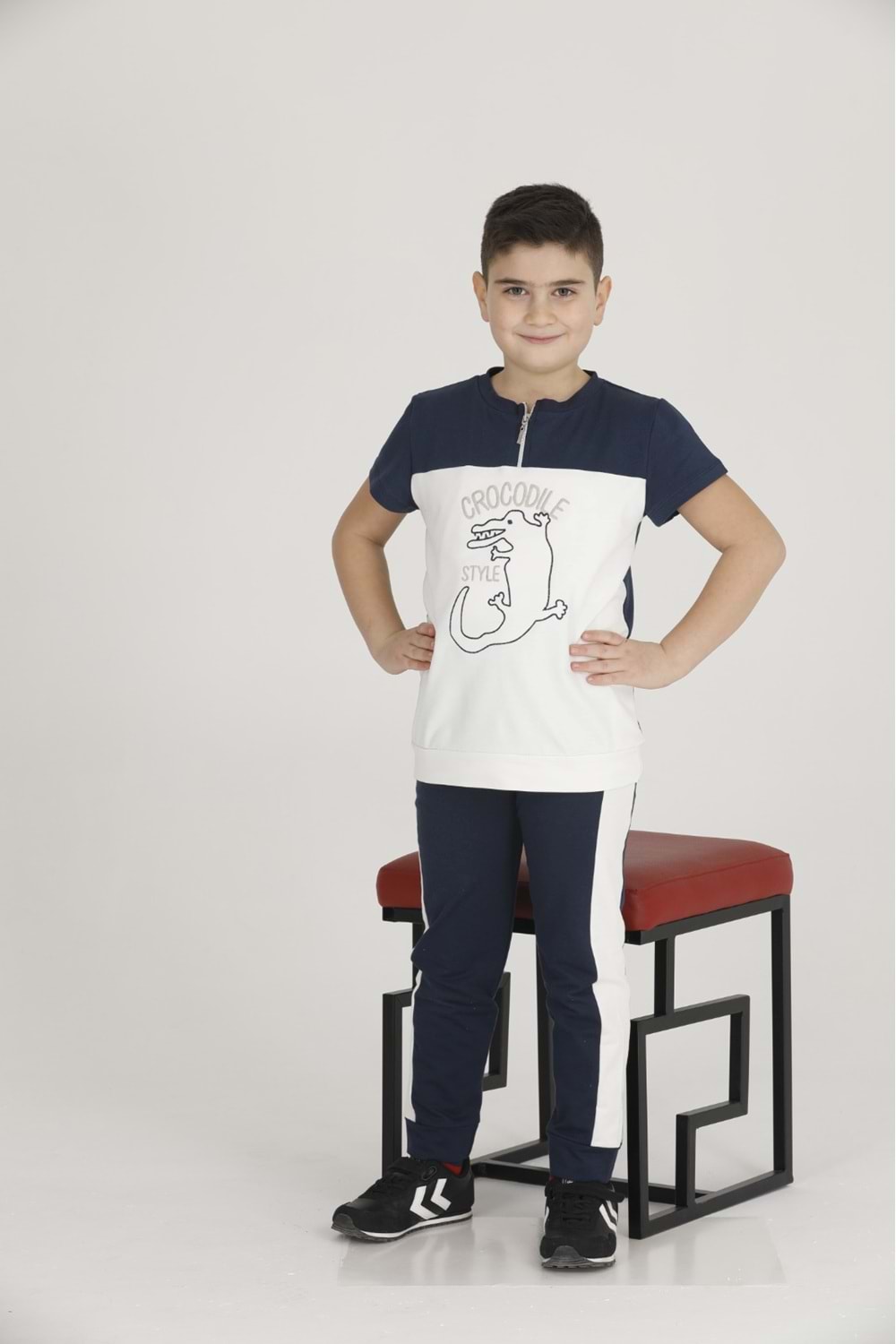 Teknur Erkek Çocuk Code Kumaş Kısa Kol Pijama Takım T-48424 - Lacivert - 3-5 YAŞ