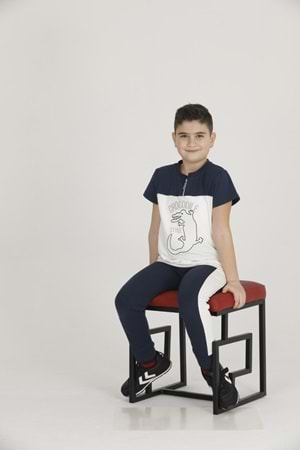 Teknur Erkek Çocuk Code Kumaş Kısa Kol Pijama Takım T-48424 - Lacivert - 3-5 YAŞ