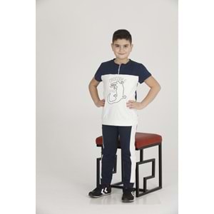 Teknur Erkek Çocuk Code Kumaş Kısa Kol Pijama Takım T-48424