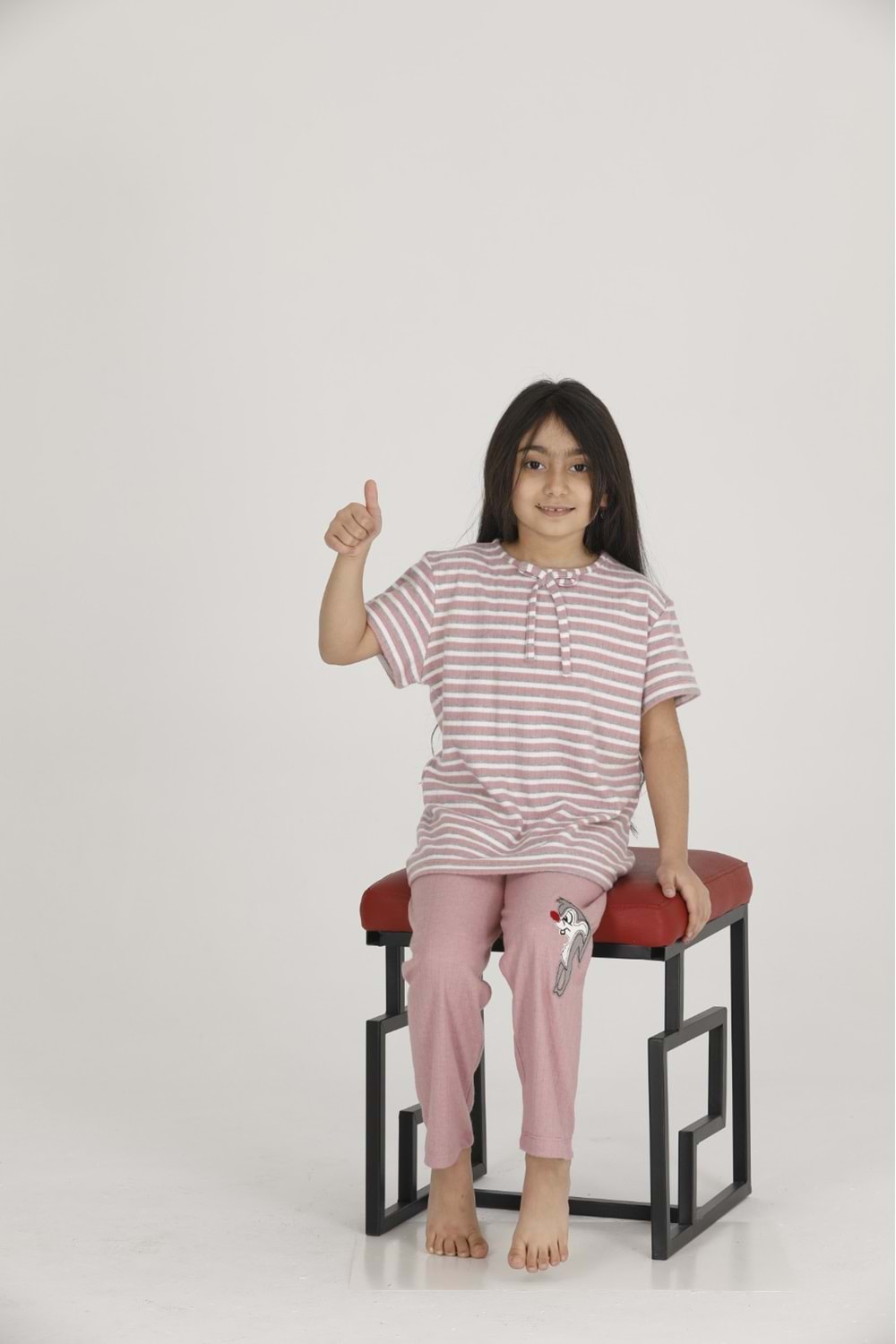 Teknur Kız Çocuk Code Kumaş Kısa Kol Pijama Takımı. T-43057 - Pembe - 3-5 YAŞ