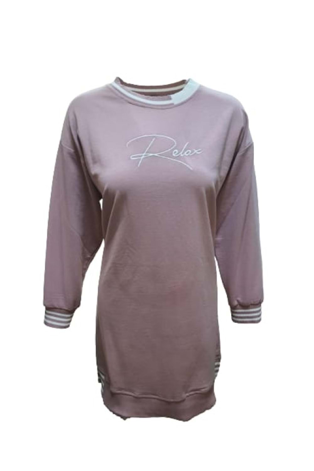 Bluzz Kadın Baskı Detaylı Tesettür Penye Tunik St02191 - Pembe - M