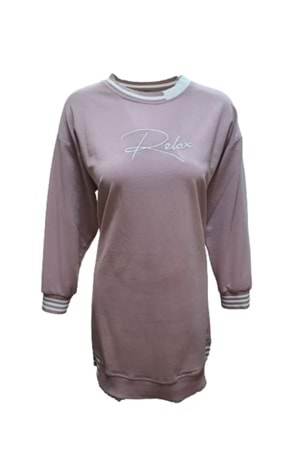 Bluzz Kadın Baskı Detaylı Tesettür Penye Tunik St02191 - Pembe - M