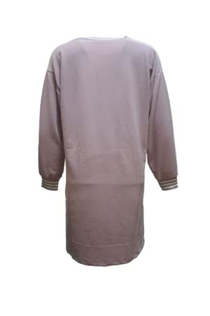 Bluzz Kadın Baskı Detaylı Tesettür Penye Tunik St02191 - Pembe - M