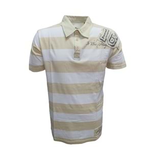 Xınt X5183 Erkek Penye Baskılı Polo Yaka Kısa Kollu Çizgili T-shirt