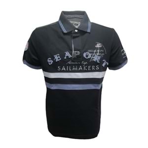 Mcl M22408 Erkek Lakos Baskılı Polo Yaka Kısa Kol T-shirt