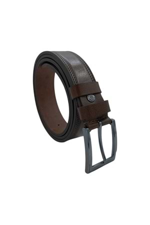 Oxranch O02668 Erkek Hakiki Deri Dikiş Desenli 4,5 Cm Kemer - Oxranch - Kahverengi - ST02668-Kahverengi-130