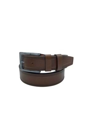 Oxranch O02668 Erkek Hakiki Deri Dikiş Desenli 4,5 Cm Kemer - Oxranch - Kahverengi - ST02668-Kahverengi-130