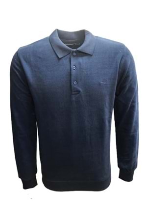 Rey Polo R02705 Erkek Basic Selanik Polo Yaka Sweatshirt - Rey Polo - Mavi