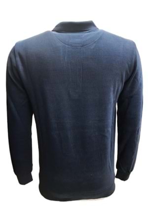 Rey Polo R02705 Erkek Basic Selanik Polo Yaka Sweatshirt - Rey Polo - Mavi