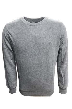 Rey Polo R02706 Erkek Basic Selanik Sıfır Yaka Sweatshirt - Rey Polo - Gri