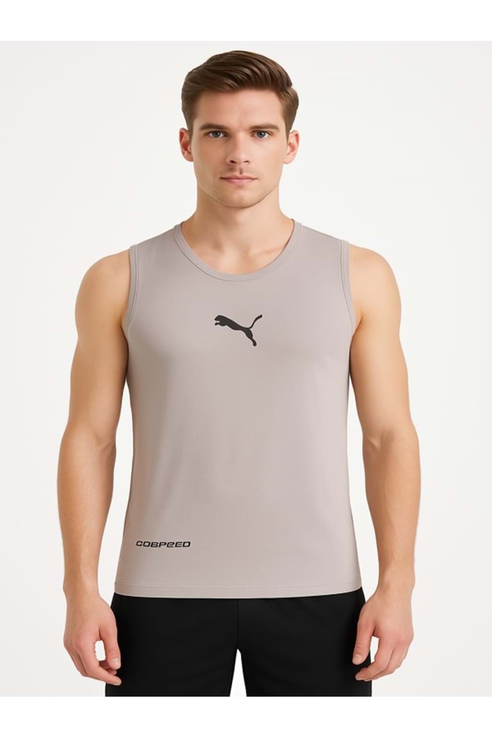 Puma P02817 Erkek Petekli Askılı T-shirt - Bej - ST02817-Bej-XXL
