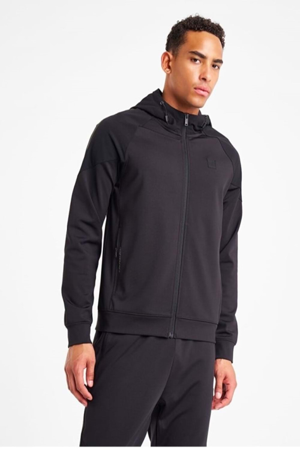 Lescon 25N-1117 Erkek Fermuarlı Kapüşonlu Sweatshirt - Siyah